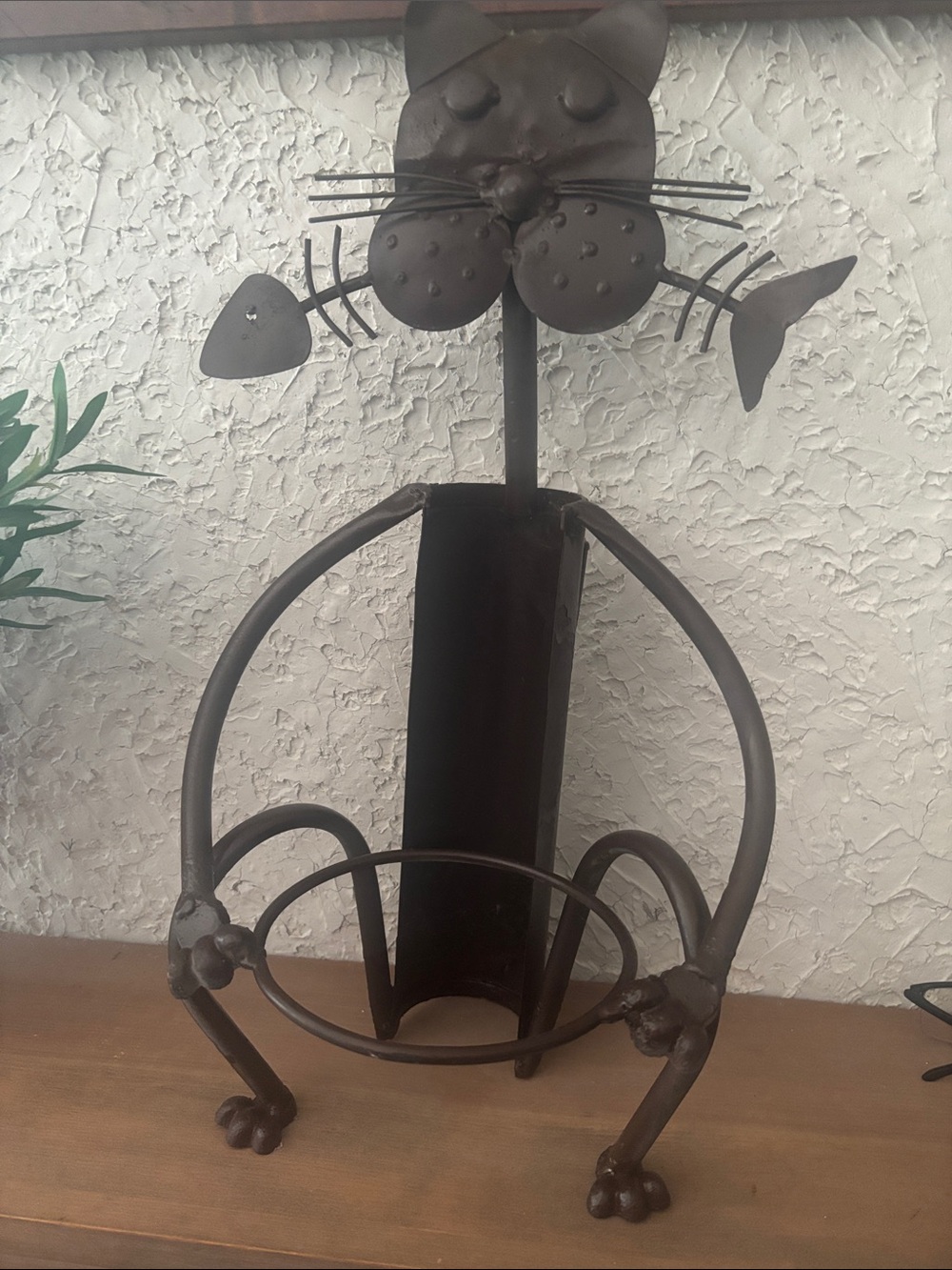 Vintage Metal Cat Plant Holder 20 1/2” tall
